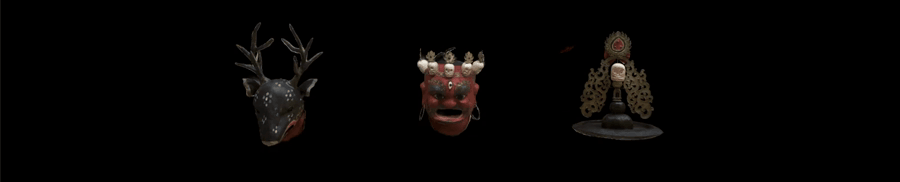 Animated preview of the three masks rotating in place.